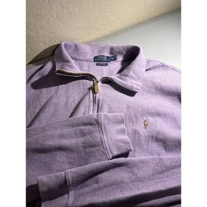 Polo Ralph Lauren Men's 1/4 Zip XLT Estate Rib Purple Sweater  Flesh Pony Preppy
